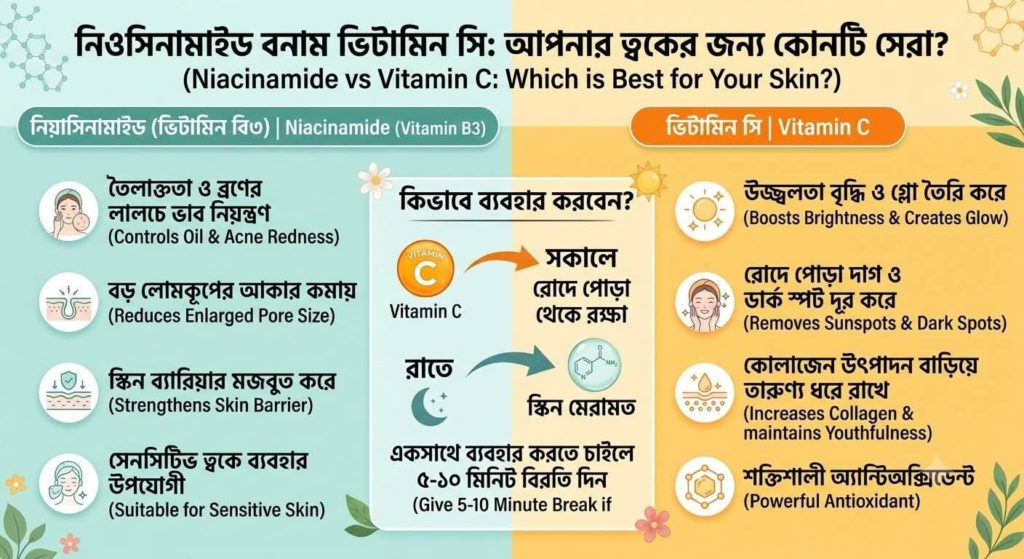 Niacinamide vs Vitamin C আপনার ত্বকের জন্য কোনটি সেরা?